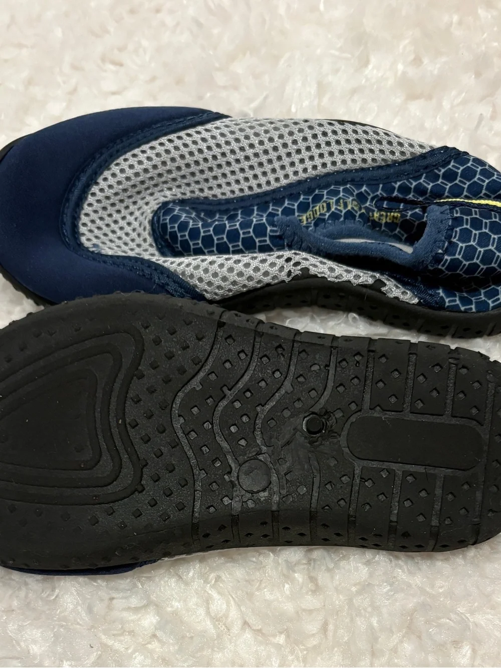 Kids Navy and Gray Water Shoes with Yellow Accent